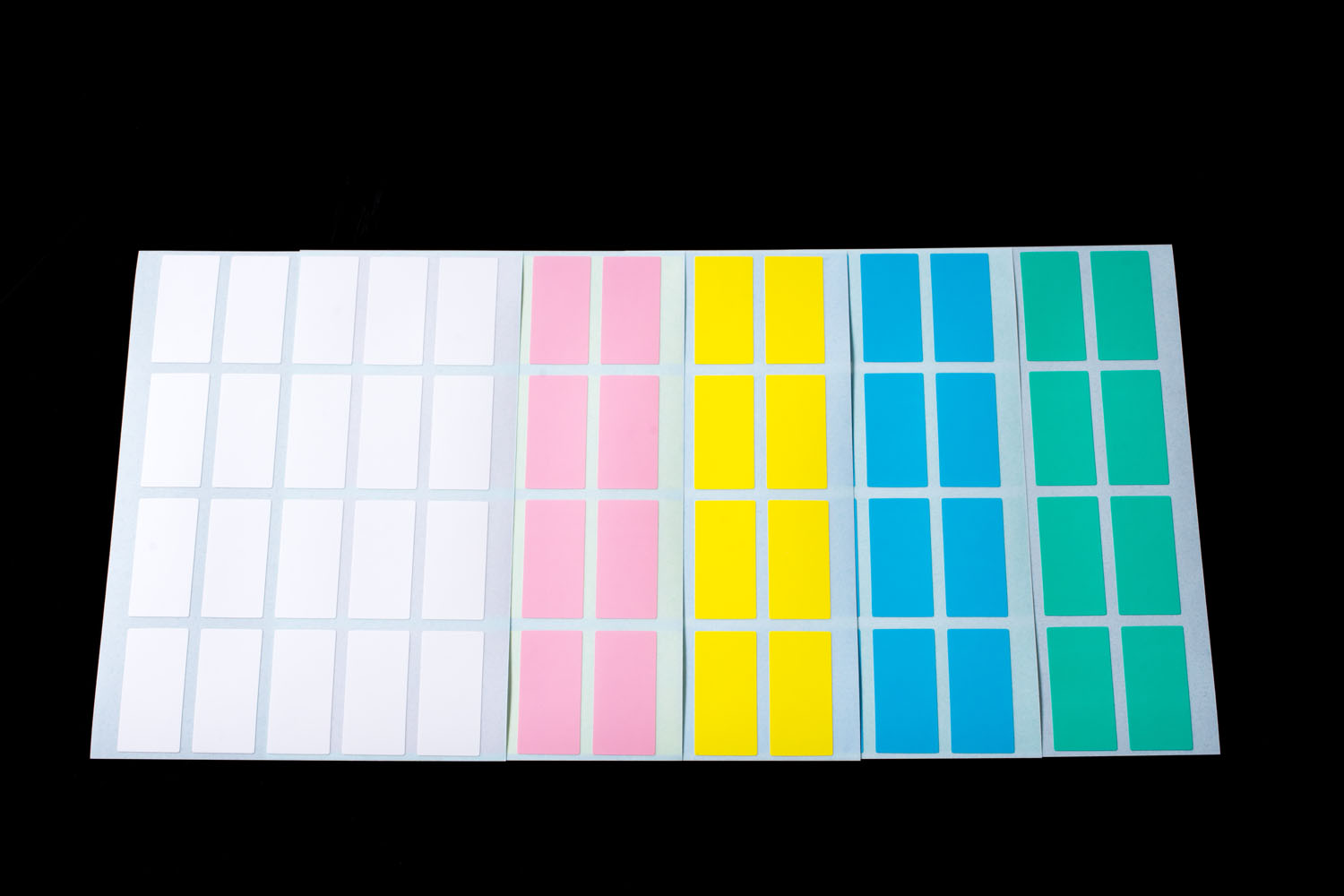 パステルカラーラベル シートタイプ 色:5色ミックス(ブルー/グリーン/ピンク/イエロー/ホワイト) ラベルサイズ:15×30mm 200枚/袋
