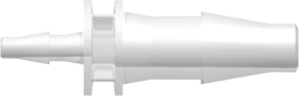 Straight Through Reduction Tube Fitting with Classic Series Barbs 5/32" (4.0 mm) and 1/16" (1.6 mm) ID Tubing Animal-Free Natural Polypropylene