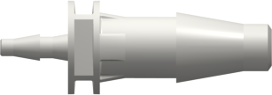 Straight Through Reduction Tube Fitting with Classic Series Barbs 3/16" (4.8 mm) and 1/16" (1.6 mm) ID Tubing White Nylon