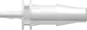 Straight Through Reduction Tube Fitting with Classic Series Barbs 3/16" (4.8 mm) and 1/16" (1.6 mm) ID Tubing Animal-Free Natural Polypropylene