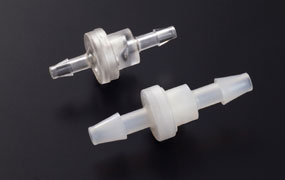 ダックビル式チェックバルブ 同径タイプ 接続口外径：5mm 材質(ボディ+弁)：ナイロン+シリコン