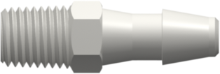1/16-27 NPT Thread with 5/16" Hex to 200 Series Barb 3/16" (4.8 mm) ID Tubing White Nylon