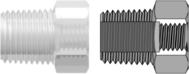 Reducer with 1/8-27 NPT Male Thread and 7/16" Hex to 1/4-28 UNF Female Thread Animal-Free Natural Polypropylene