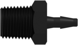 1/8-27 NPT Thread with 7/16" Hex to Classic Series Barb 3/32" (2.4 mm) ID Tubing Black Nylon