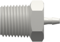 1/8-27 NPT Thread with 7/16" Hex to 200 Series Barb 1/16" (1.6 mm) ID Tubing White Nylon