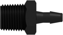 1/8-27 NPT Thread with 7/16" Hex to 200 Series Barb 1/8" (3.2 mm) ID Tubing Black Nylon