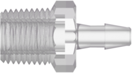 1/8-27 NPT Thread with 7/16" Hex to 200 Series Barb 1/8" (3.2 mm) ID Tubing Natural Kynar PVDF