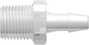 1/8-27 NPT Thread with 7/16" Hex to 200 Series Barb 5/32" (4.0 mm) ID Tubing Animal-Free Natural Polypropylene