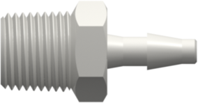 1/8-27 NPT Thread with 7/16" Hex to Classic Series Barb 1/8" (3.2 mm) ID Tubing White Nylon