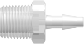 1/8-27 NPT Thread with 7/16" Hex to Classic Series Barb 1/8" (3.2 mm) ID Tubing Animal-Free Natural Polypropylene