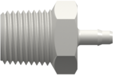 1/8-27 NPT Thread with 7/16" Hex to 400 Series Barb 3/32" (2.4 mm) ID Tubing White Nylon