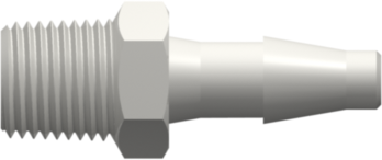 1/8-27 NPT Thread with 7/16" Hex to Classic Series Barb 3/16" (4.8 mm) ID Tubing White Nylon