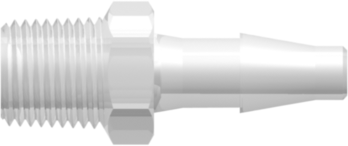 1/8-27 NPT Thread with 7/16" Hex to Classic Series Barb 3/16" (4.8 mm) ID Tubing Animal-Free Natural Polypropylene