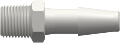 1/8-27 NPT Thread with 7/16" Hex to Classic Series Barb 1/4" (6.4 mm) ID Tubing White Nylon