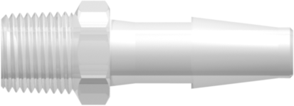 1/8-27 NPT Thread with 7/16" Hex to Classic Series Barb 1/4" (6.4 mm) ID Tubing Animal-Free Natural Polypropylene