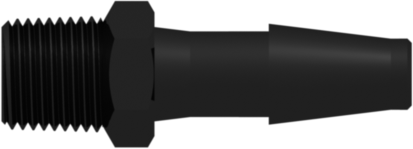 1/8-27 NPT Thread with 7/16" Hex to Classic Series Barb 1/4" (6.4 mm) ID Tubing Animal-Free Black PP