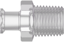 Female Luer Thread Style with 7/16" Hex to 1/8-27 NPT Thread Natural Kynar PVDF