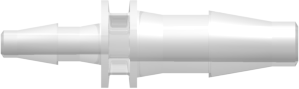 Straight Through Reduction Tube Fitting with Classic Series Barbs 5/32" (4.0 mm) and 3/32" (2.4 mm) ID Tubing Animal-Free Natural Polypropylene