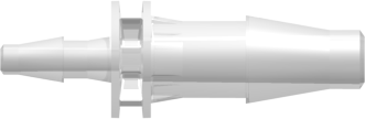 Straight Through Reduction Tube Fitting with Classic Series Barbs 3/16" (4.8 mm) and 3/32" (2.4 mm) ID Tubing Animal-Free Natural Polypropylene