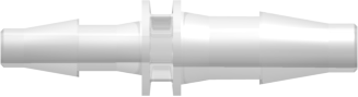 Straight Through Reduction Tube Fitting with Classic Series Barbs 5/32" (4.0 mm) and 1/8" (3.2 mm) ID Tubing Animal-Free Natural Polypropylene