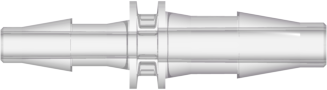 Straight Through Reduction Tube Fitting with Classic Series Barbs 5/32" (4.0 mm) and 1/8" (3.2 mm) ID Tubing Natural Kynar PVDF