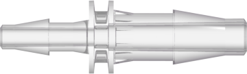 Straight Through Reduction Tube Fitting with Classic Series Barbs 3/16" (4.8 mm) and 1/8" (3.2 mm) ID Tubing Natural Kynar PVDF