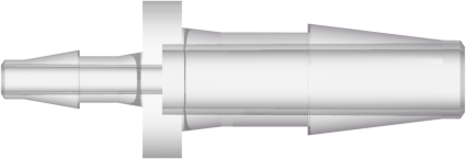 Straight Through Reduction Tube Fitting with Classic Series Barbs 1/4" (6.4 mm) and 1/8" (3.2 mm) ID Tubing Natural Kynar PVDF