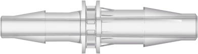 Straight Through Reduction Tube Fitting with Classic Series Barbs 3/16" (4.8 mm) and 5/32" (4.0 mm) ID Tubing Natural Kynar PVDF