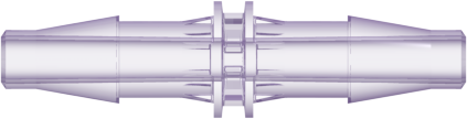 Straight Through Tube Fitting with Classic Series Barbs 3/16" (4.8mm)  ID Tubing Rad. Stable Polycarbonate