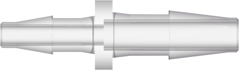 Straight Through Reduction Tube Fitting with Classic Series Barbs 1/4" (6.4 mm) and 3/16" (4.8 mm) ID Tubing Natural Kynar PVDF