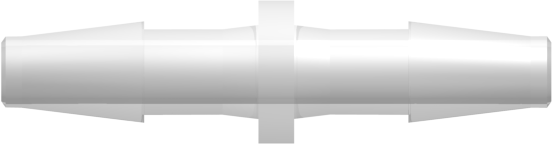 Straight Through Tube Fitting with Classic Series Barbs 1/4" (6.4 mm) ID Tubing Animal-Free Natural Polypropylene