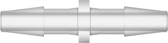 Straight Through Tube Fitting with Classic Series Barbs 1/4" (6.4 mm) ID Tubing Natural Kynar PVDF