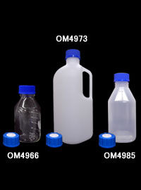 オムニフィット(R)  液クロ廃液回収ボトル(ルアーポート付き) 4ポート ボトル材質：HDPE 容量(L)：0.5