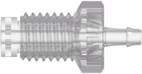 1/4-28 UNF Bottom Sealing Rotating Thread w/ 5/16" Hex to 500 Series Barb 1/16" (1.6 mm) ID Tubing Natural Kynar PVDF over Natural Kynar PVDF
