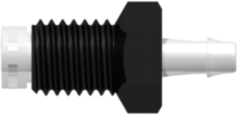 1/4-28 UNF Bottom Sealing Rotating Thread with 5/16" Hex to 500 Series Barb 3/32" (2.4 mm) ID Tubing Black Nylon over Animal-Free Polypropylene