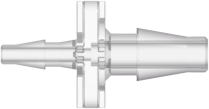 Straight Through Reduction Tube Fitting with Classic Series Barbs 1/8" (3.2 mm) and 1/16" (1.6 mm) ID Tubing Natural Kynar PVDF