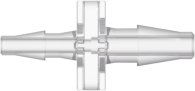 Straight Through Reduction Tube Fitting with Classic Series Barbs 3/32" (2.4 mm) and 1/16" (1.6 mm) ID Tubing Natural Kynar PVDF
