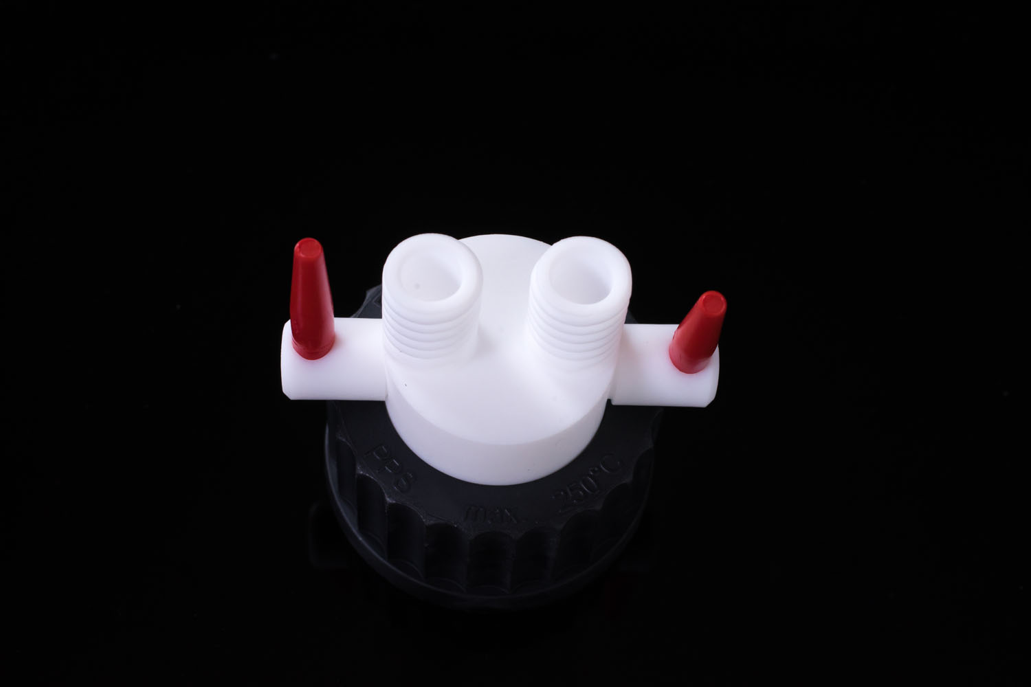 ボラ バルブ付きマルチチューブ用GL45ボトルキャップ ソケット数：2 材質：PTFE+PPS