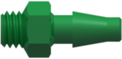10-32 UNF Thread with 1/4" Hex to Classic Series Barb Short Neck 1/8" (3.2 mm) ID Tubing Green Nylon