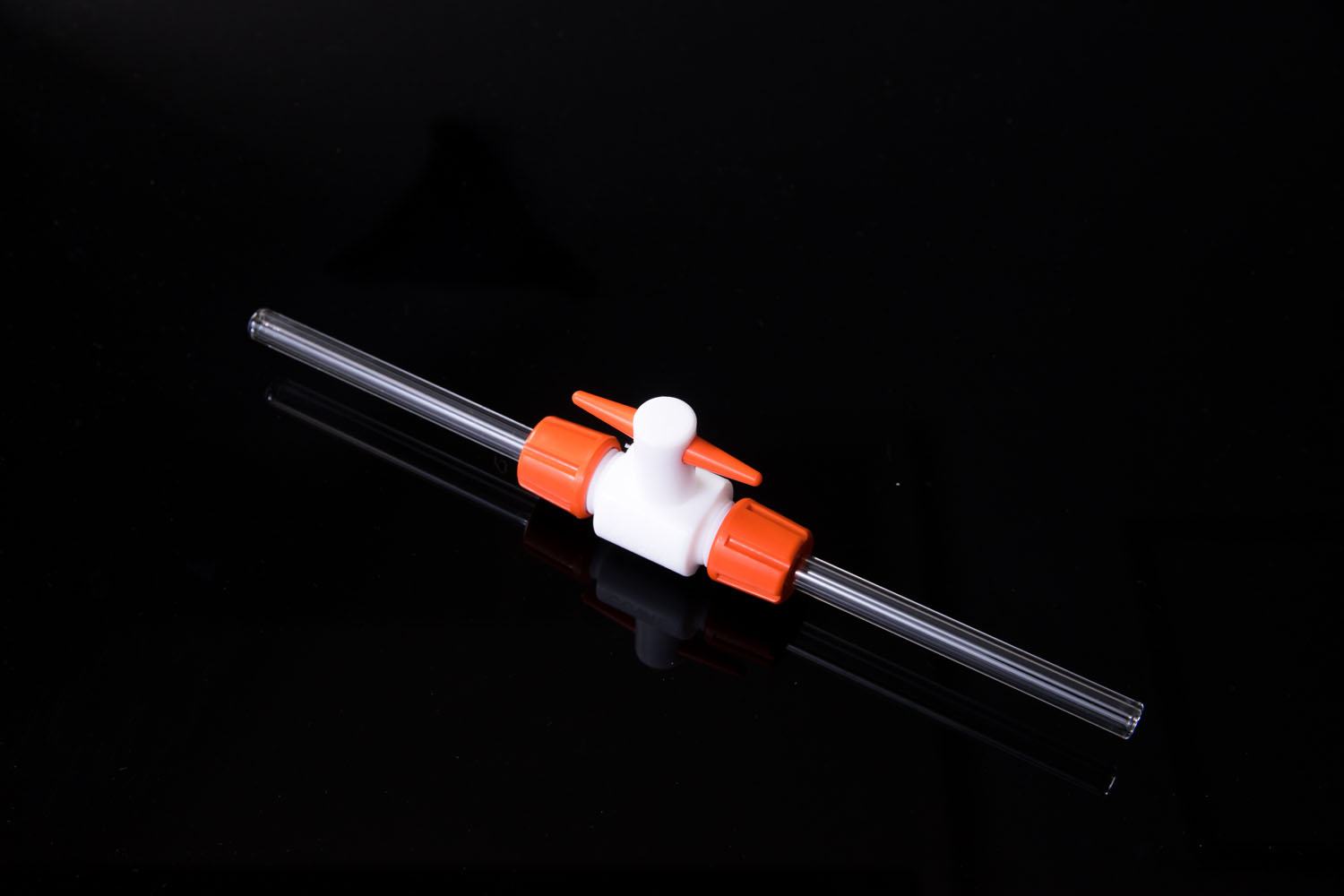 PTFEラボ用2方コック ガラス管外径8mm プラグ穴径2mm
