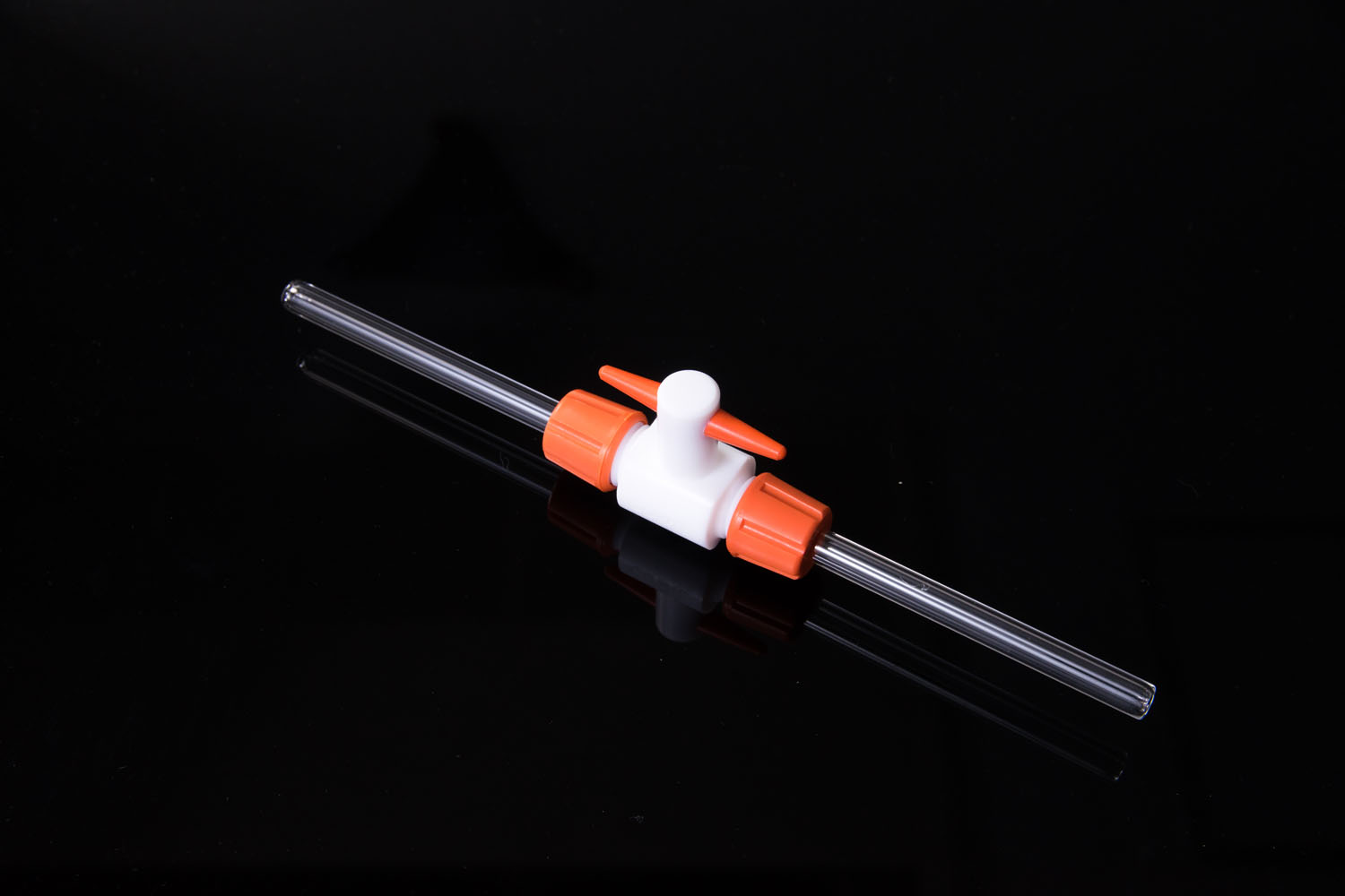 PTFEラボ用2方コック ガラス管外径8mm プラグ穴径3mm