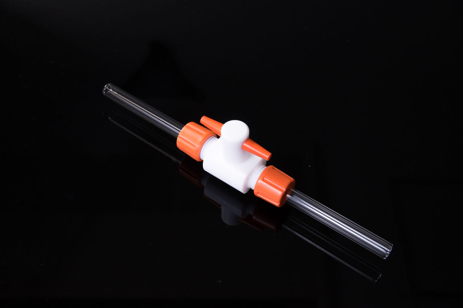 PTFEラボ用2方コック ガラス管外径10mm プラグ穴径4mm