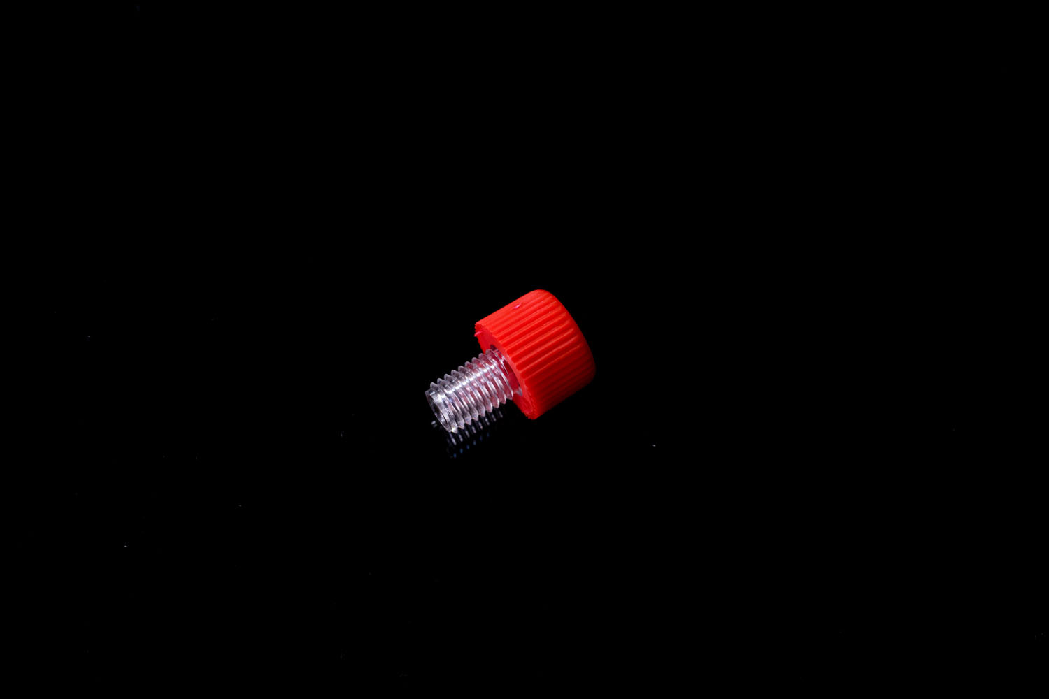 クリックインシール バーブドアダプター 軟質チューブ内径1/16"：1.6mm用 1/4-28UNFオス 赤