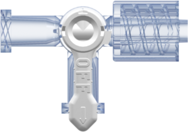 Stopcock 3-way Female Luer to Female Luer to Male Luer w/ Luer Lock Ring Rad Stable PC Body and Nut White HDPE Diverter