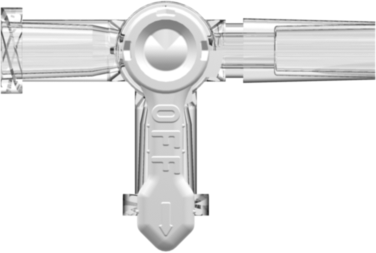 High Flow Stopcock 3-way Female Luer to Female Luer to Bondable Socket Large Bore Clear PC Body and 1 Arrow Natural HDPE Diverter.