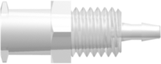 Female Luer Lug Style Panel Mount 1/4-28 UNF to 200 Series Barb 1/16" (1.6 mm) ID Tubing Animal-Free Natural Polypropylene