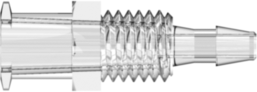 Female Luer Lug Style Panel Mount 1/4-28 UNF to 200 Series Barb 3/32" (2.4 mm) ID Tubing Clear Polycarbonate