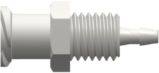Female Luer Thread Style Panel Mount 1/4-28 UNF to 200 Series Barb 1/16" (1.6 mm) ID Tubing White Nylon