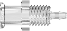 Female Luer Thread Style Panel Mount 1/4-28 UNF to 200 Series Barb 1/16" (1.6 mm) ID Tubing Clear Polycarbonate