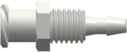 Female Luer Thread Style Panel Mount 1/4-28 UNF to 200 Series Barb 3/32" (2.4 mm) ID Tubing White Nylon